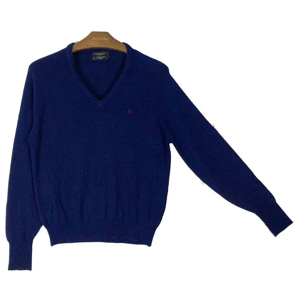 NWOT VINTAGE CHRISTIAN DIOR MONSIEUR Sweater Men M Navy Long-Sleeve Acrylic